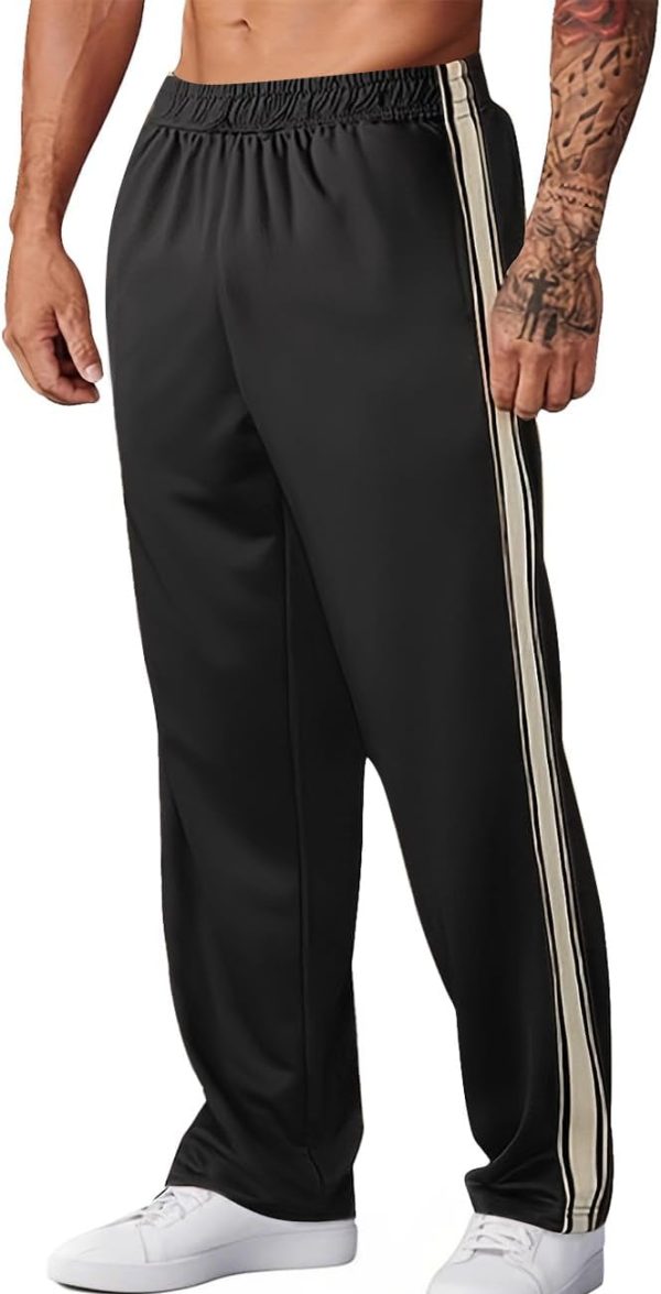 Mens Casual Sweatpants Lightweight Pants Drawstring Waist Workout Striped