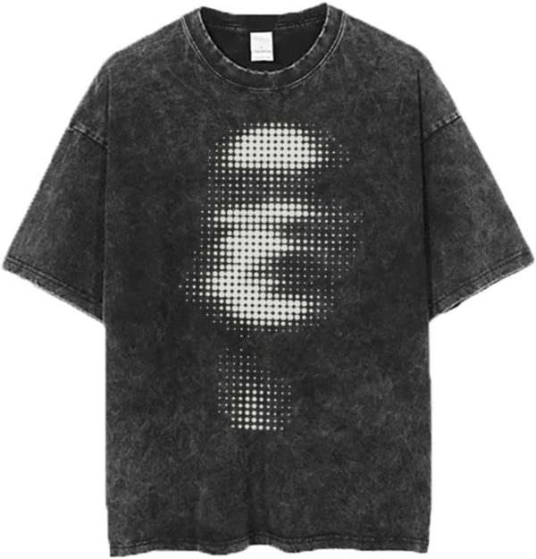 men Vintage Oversized Tee Shirts Hiphop Rapper Print Acid Wash Tops Streetwear Graphic Cotton Short Sleeve Black Shirt