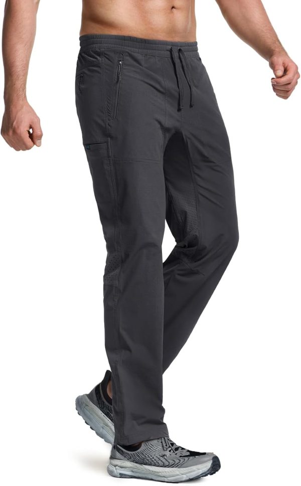 Men's Lightweight Vent Hiking Pants, Water-Resistant & Breathable Sports Outdoor Athletic Pants with Elastic Waist