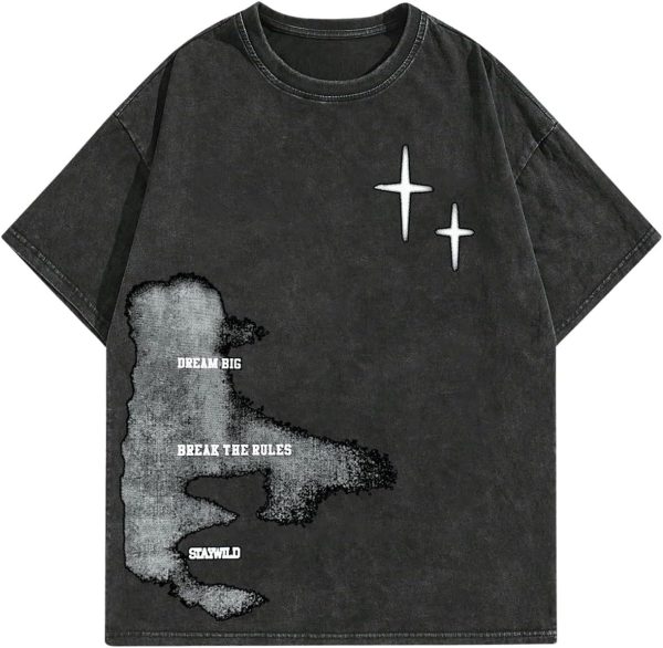 men Letter Graphic Drop Shoulder T Shirts Casual Round Neck Tee Top