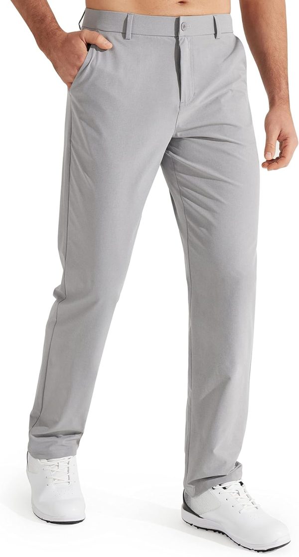 Mens Golf Pants Stretch Work Dress Pants 30"/32"/34" Quick Dry Lightweight Casual Comfy Trousers with Pockets