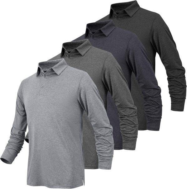 Long Sleeve Polo Shirts for Men Moisture Wicking Mens Long Sleeve Polo Shirts Quick Dry Golf Polos for Men