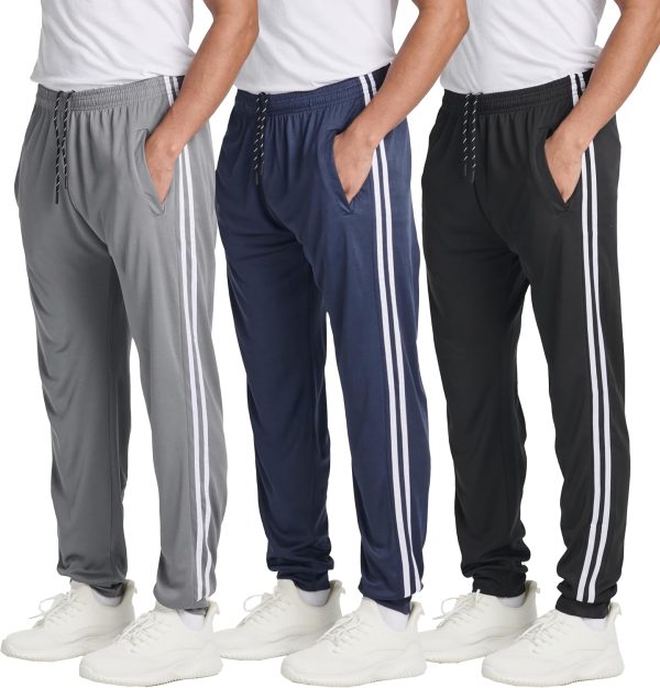 3 Pack: Men's Tech Mesh Active Athletic Casual Jogger Sweatpants with Pockets(Available in Big & Tall)